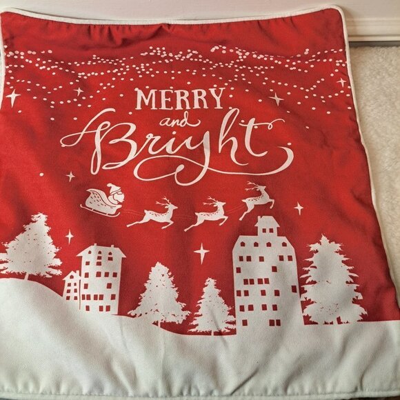 Apolena Merry and Bright Decorative Christmas Throw Pillow Cover‎ 18X18 - Picture 1 of 7